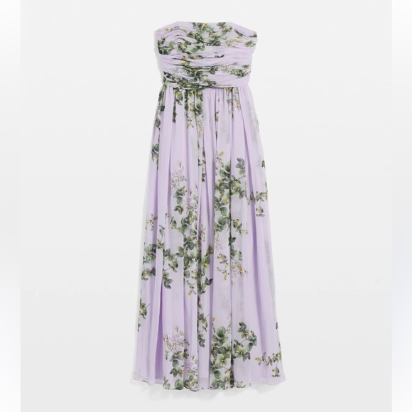 WHBM Floral Lavender strapless Maxi Dress women size 0 - Picture 2 of 11